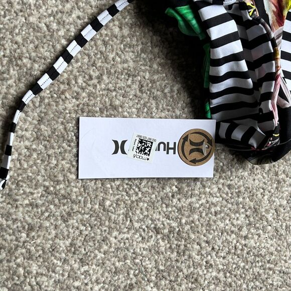 NWT HURLEY SWIM juniors sz M Reversible Floral cutout Strip Mixed Print - Picture 10 of 10